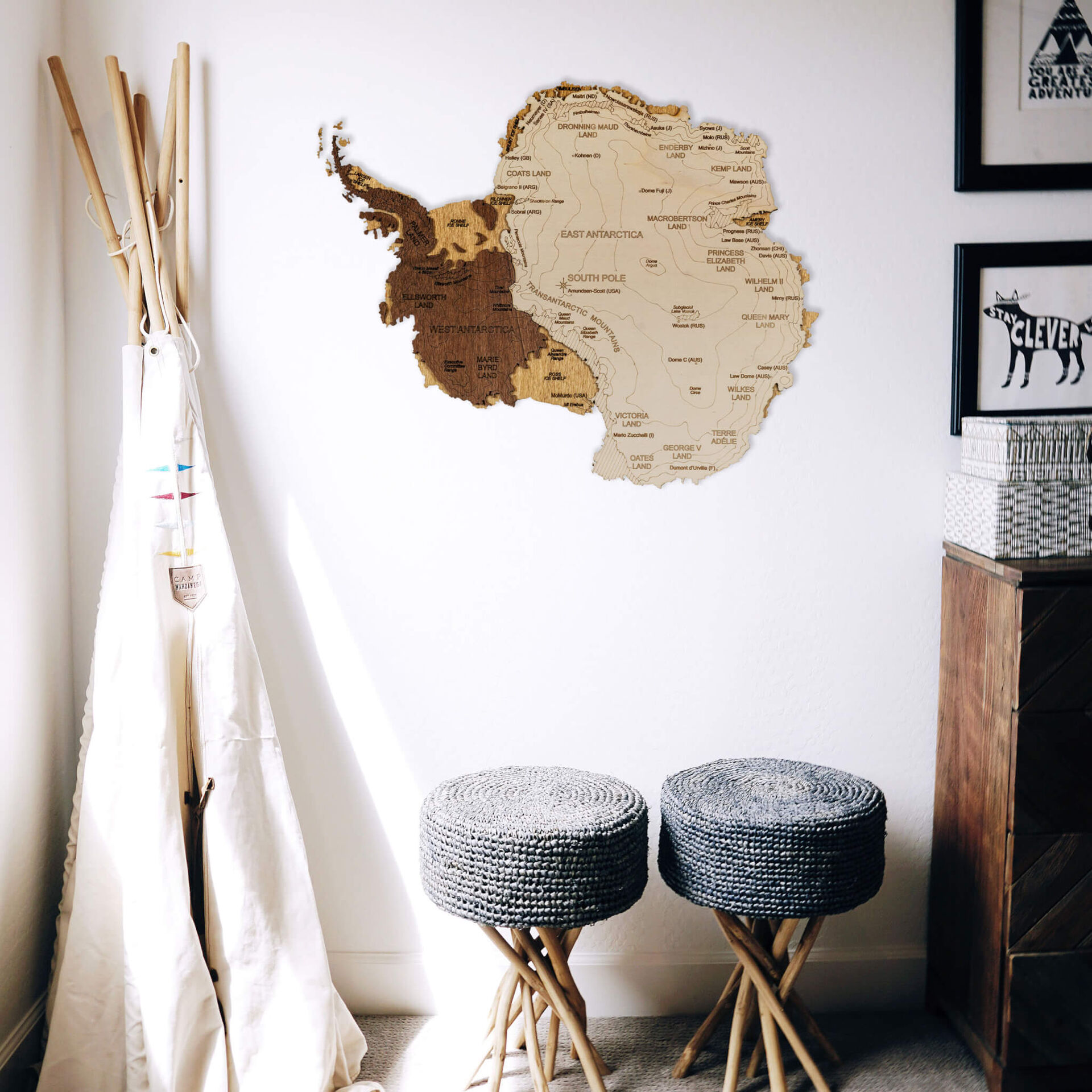 3D Wooden Map of Antarctica
