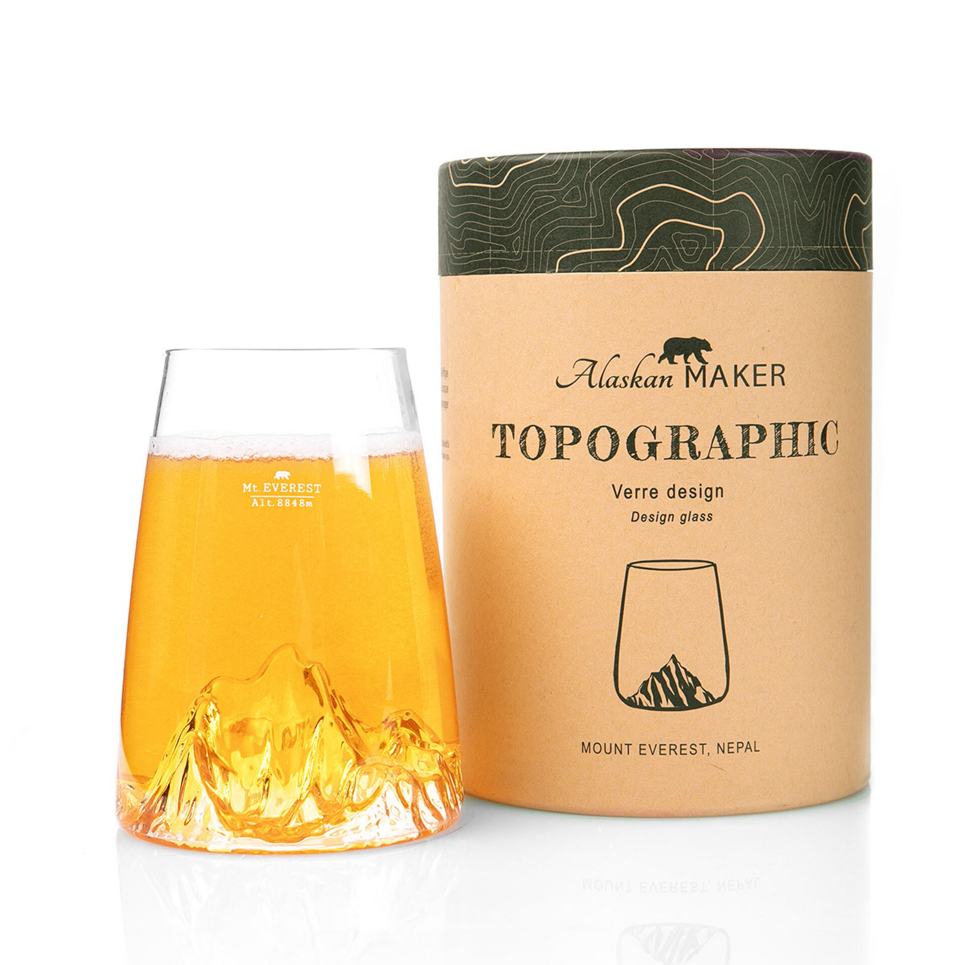 Alaskan Maker Long Drink Topographic Glass